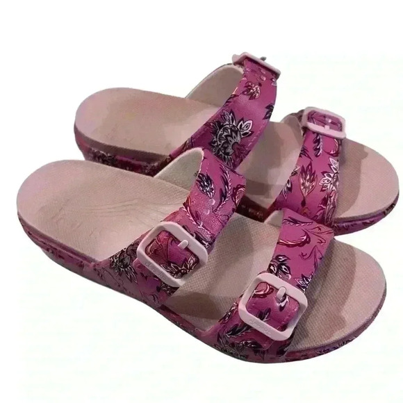 Dansko Kandi Paisley Floral Sandals Size 39 Barbiecore Comfort Travel like new - Picture 2 of 5
